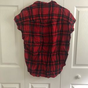 Madewell XS Red Plaid Short Sleeve Button-up